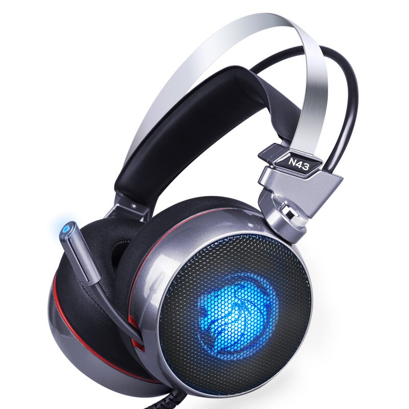 Zop n43 stereo gaming headset 7.1 virtual surround bass gaming headphone with microphone led light for computer pc gamer
