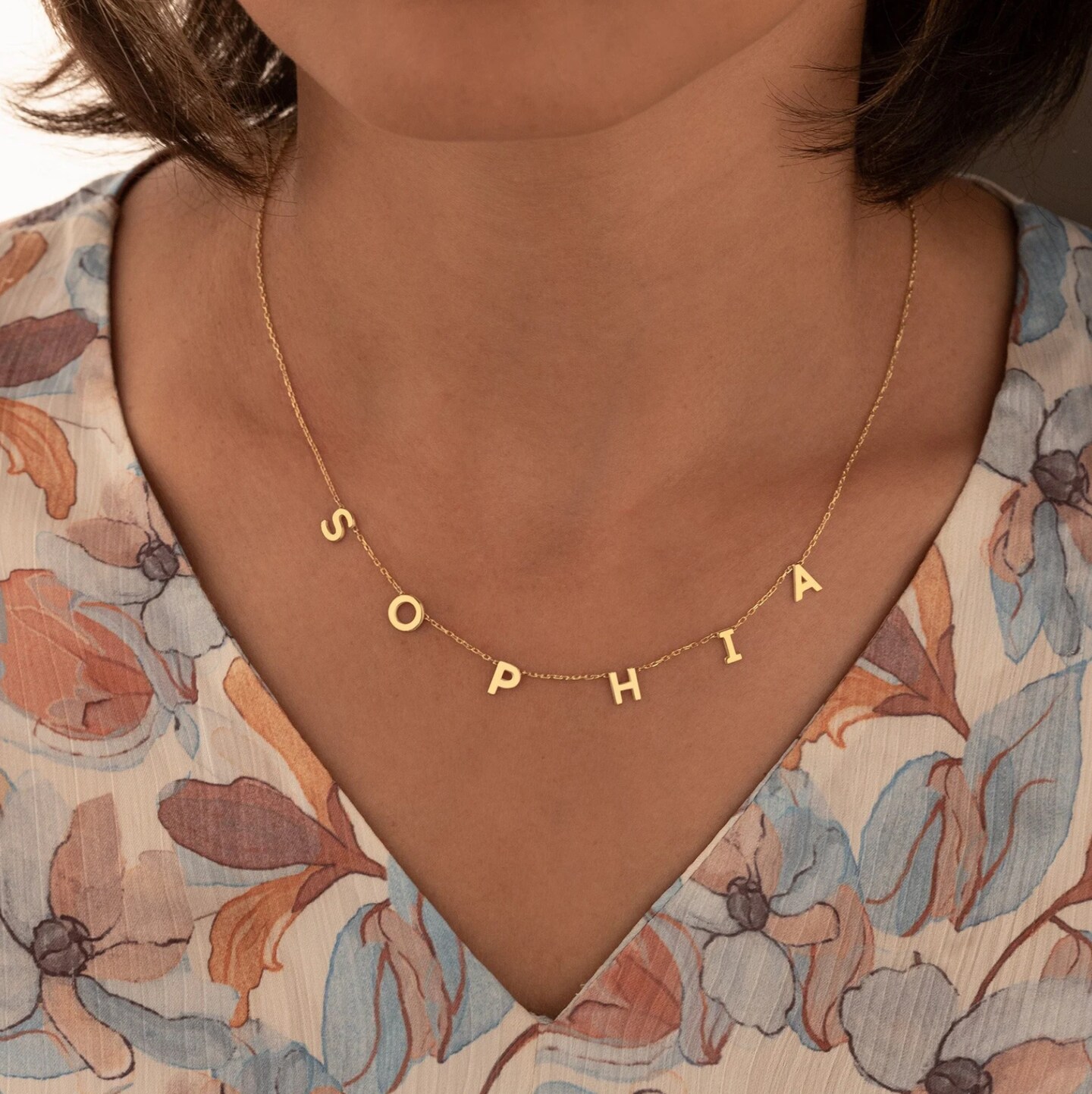 Personalised Initial Name Necklace, Spaced Letter Necklace, Custom Letter Choker, Personalized Gift Name Jewellery | MakerPlace by Michaels