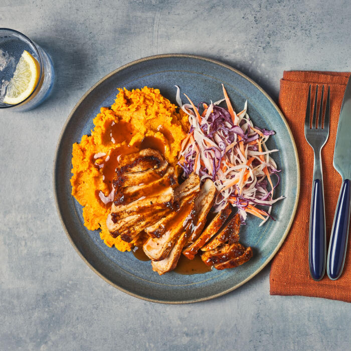 Fiery Jerk-Spiced Pork & Sweet Potato Mash