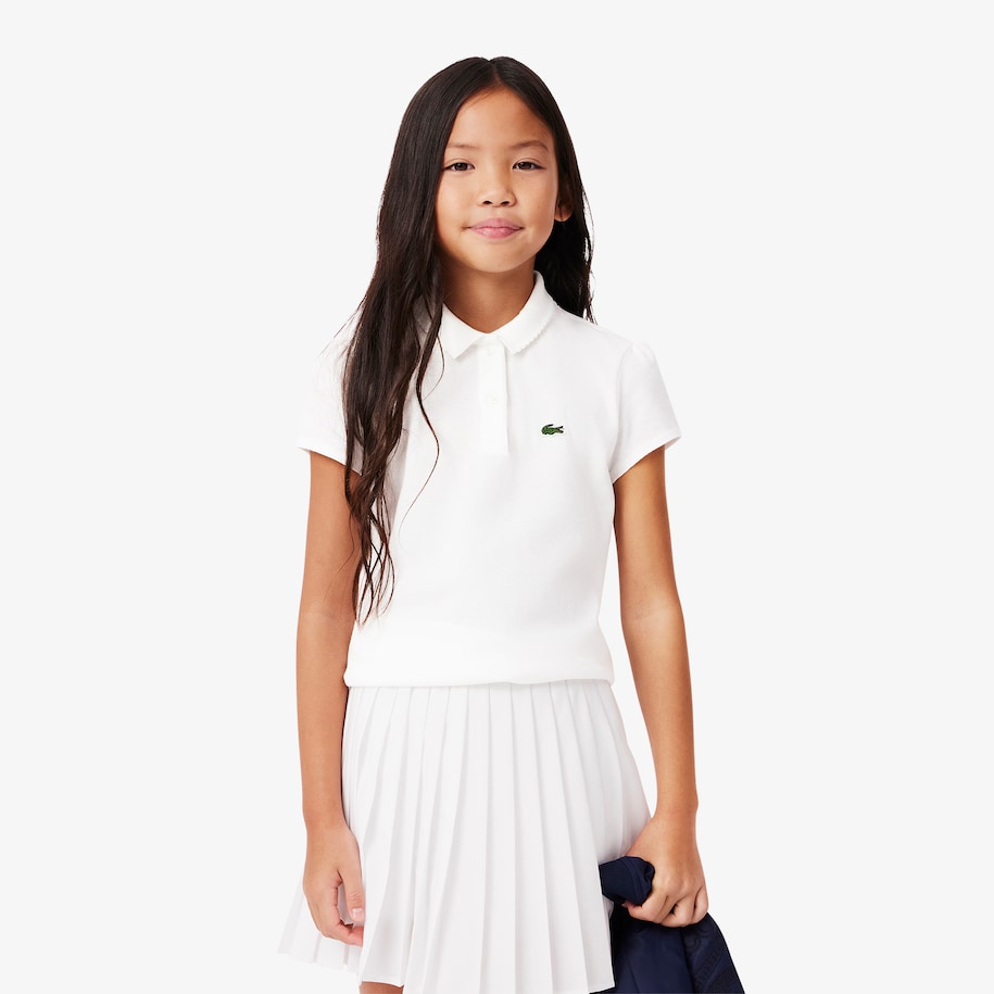 Girl's mini piqué wavy-neck polo shirt