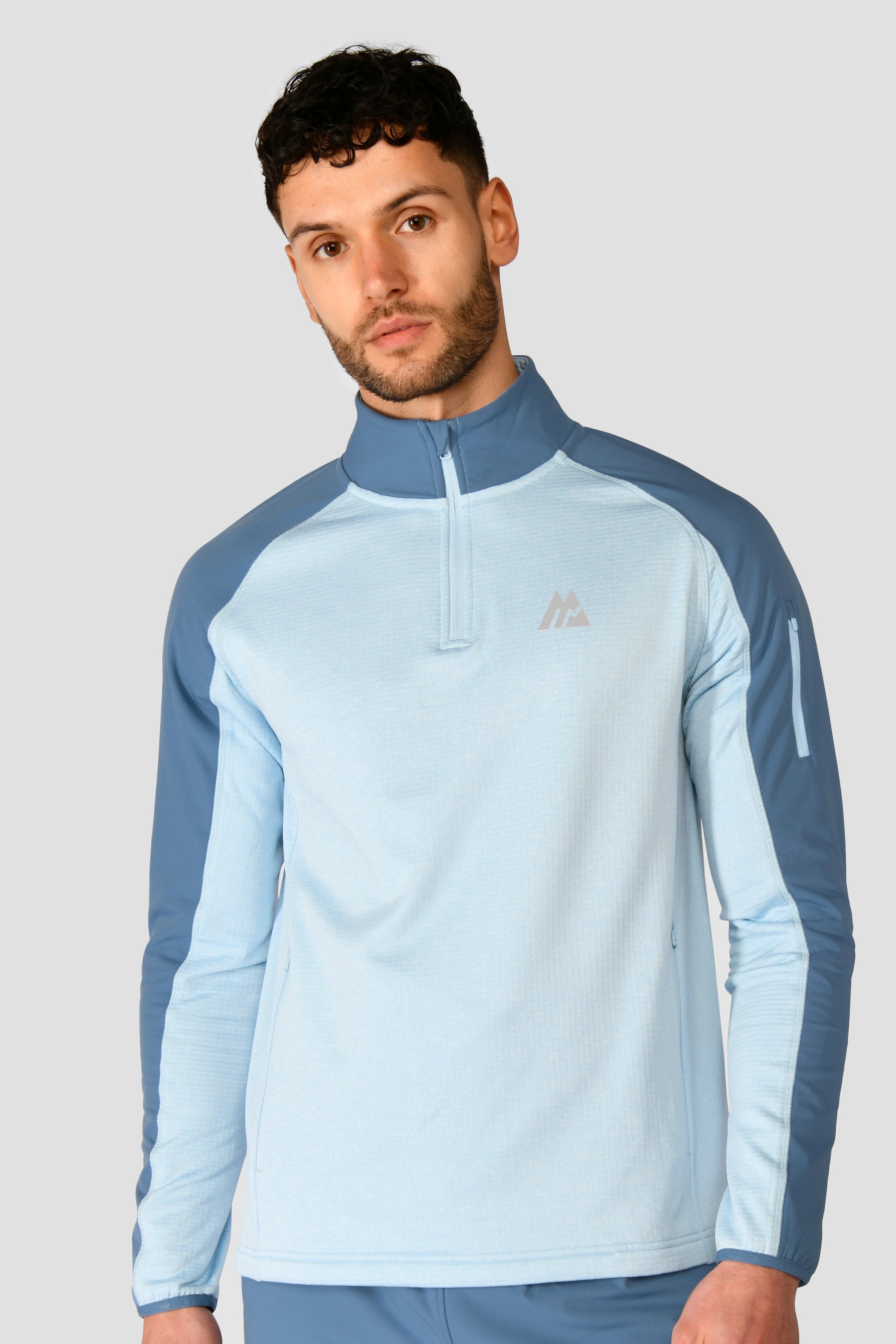 Men's Summit Poly 1/4 Zip - Moonstone Marl/Steel Blue