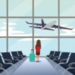 Pasajero esperando por un vuelo demorado en el aeropuerto