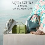 Summer designer fashion flat lay with floral dress, handbag and sandals