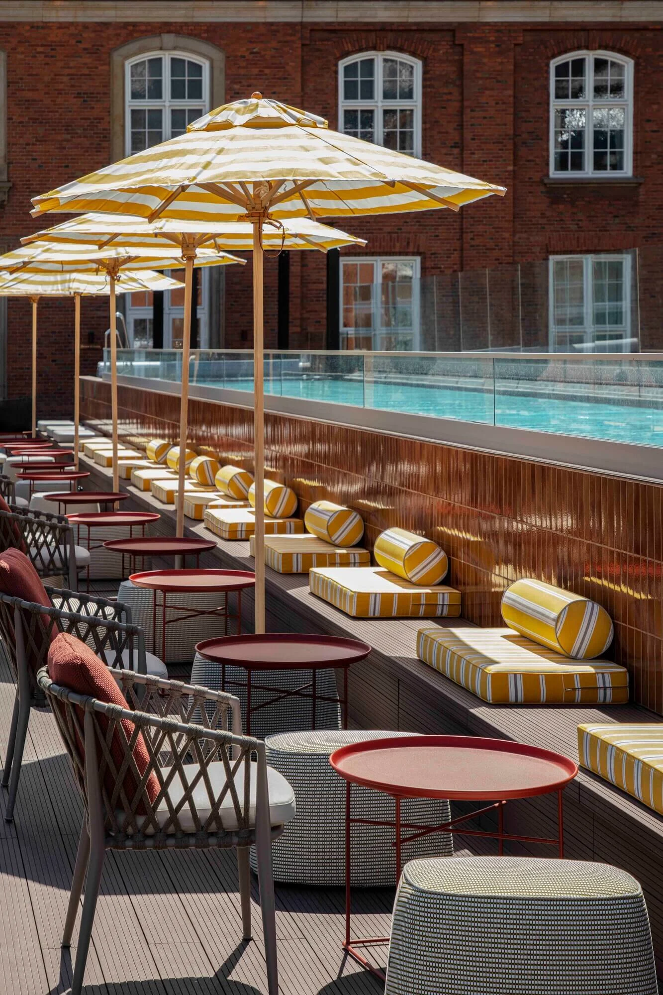 Sunlit courtyard pool at Villa Copenhagen, a Strawberry hotel
