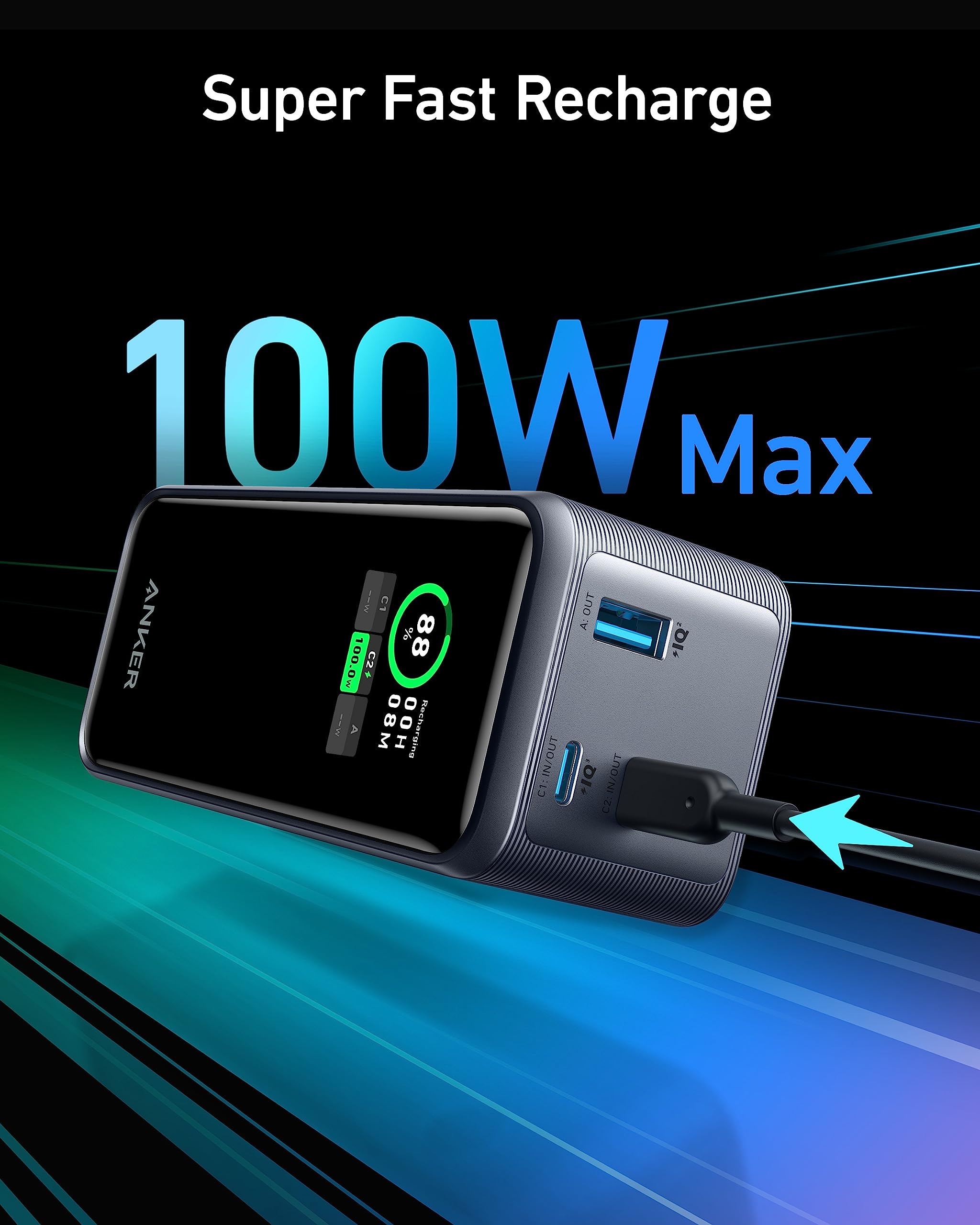 Display der Anker Prime Powerbank