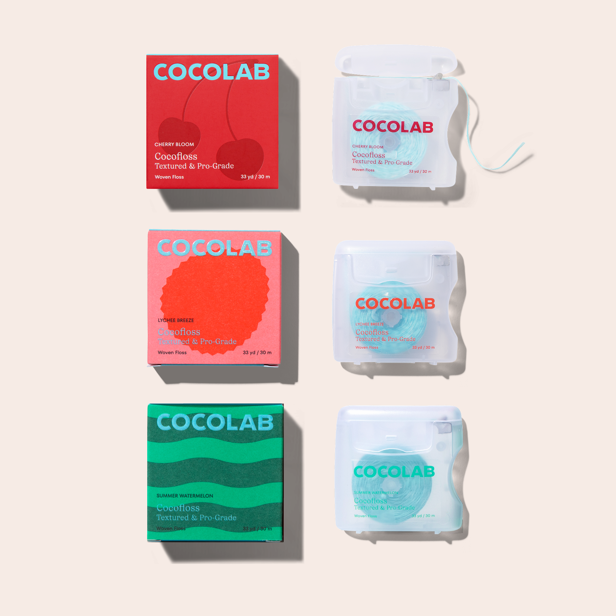 Fresh and Juicy Floss Trio with three colorful Cocofloss spools