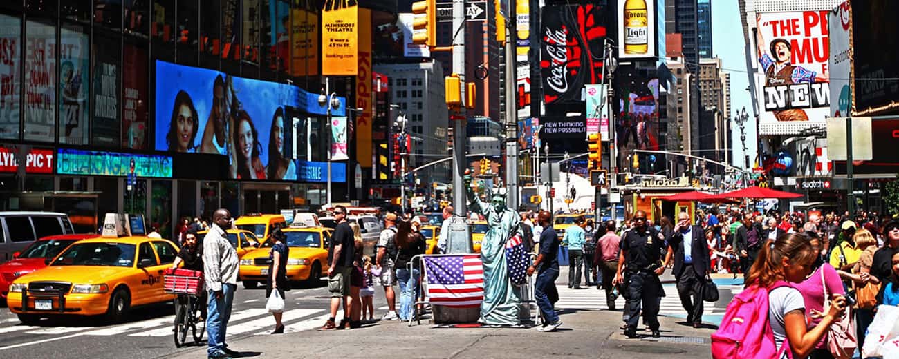 Uitzicht op New York als bestemming voor Amerikaanse dollars