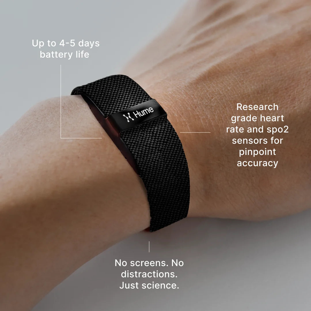 Hume Band am Handgelenk mit Sensordetails