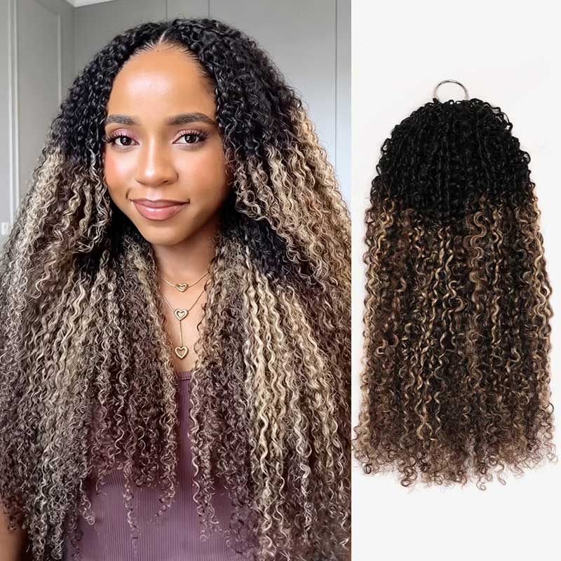 QVR sun-kissed blonde Burmese kinky curly crochet hair