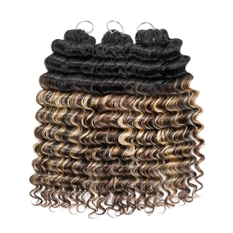 QVR sun-kissed blonde deep wave crochet hair