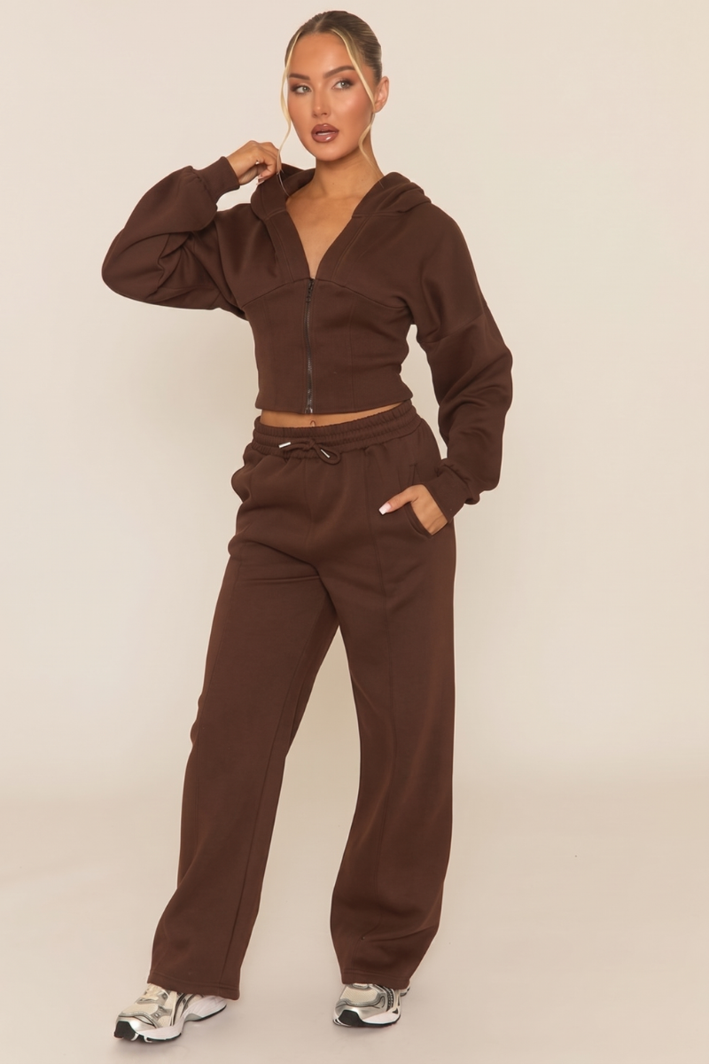Chocolate corset fit hoodie and jogger loungewear co-ord set by Rebellious Fashion