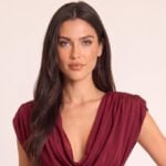Wine shoulder pad draped mini dress by Rebellious Fashion