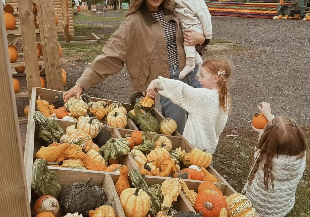 Visitors at an autumn farm festival