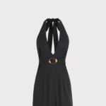 Navy linen blend beach cover-up dress