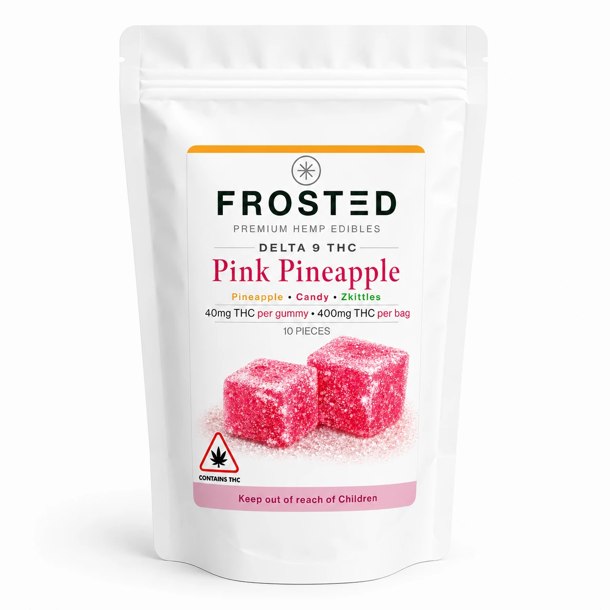 Pink pineapple Frosted Delta 9 Gummies package