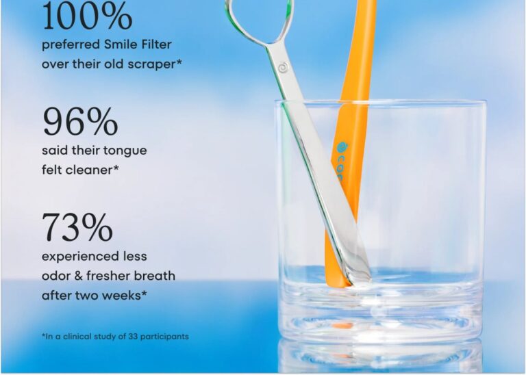 Cherry Blossom Smile Filter stainless steel tongue cleaner
