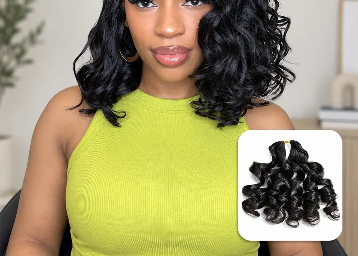 French curl human crochet hair in a defined curl pattern