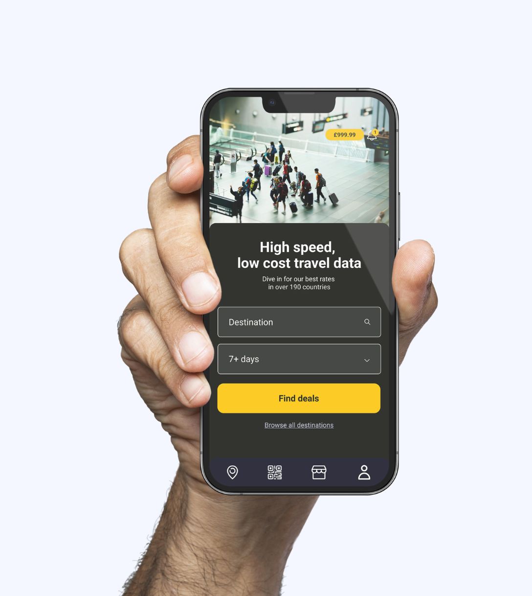 Smartphone voor mobiel internet tijdens een reis