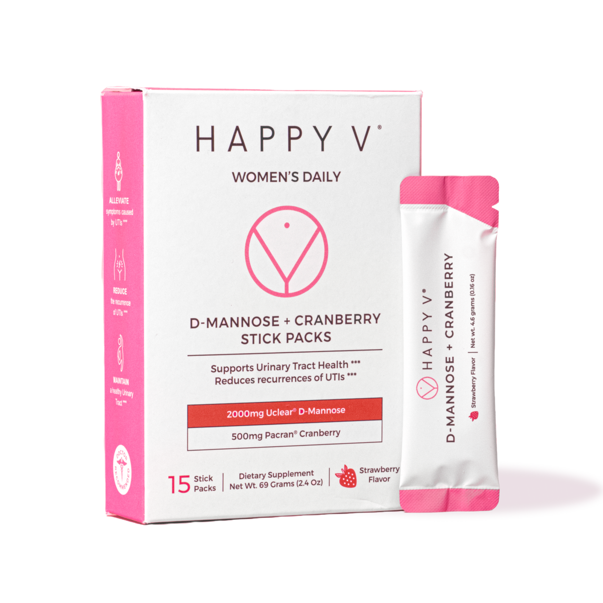 Happy V D-Mannose and Cranberry Stick Packs
