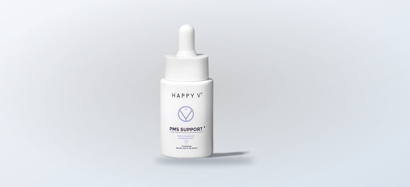 Happy V PMS Support supplement bottle
