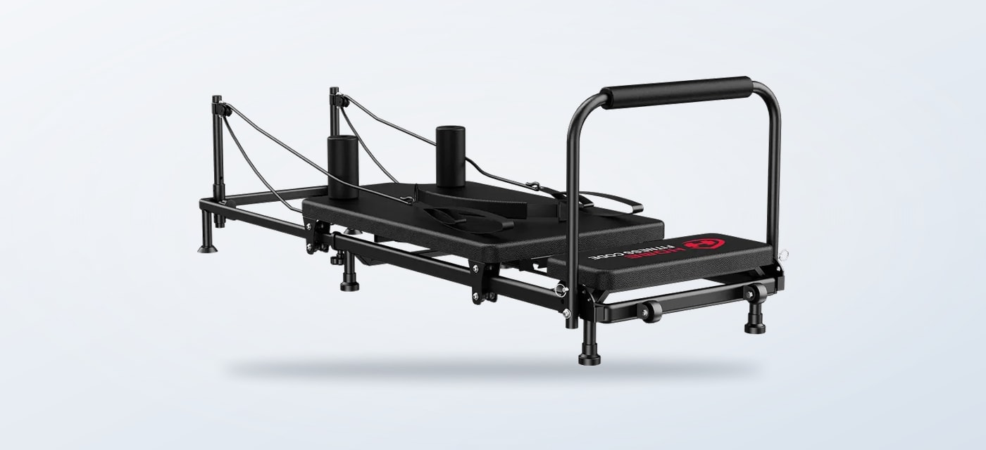 Foldable Pilates reformer machine from the Home Fitness Code UK product range