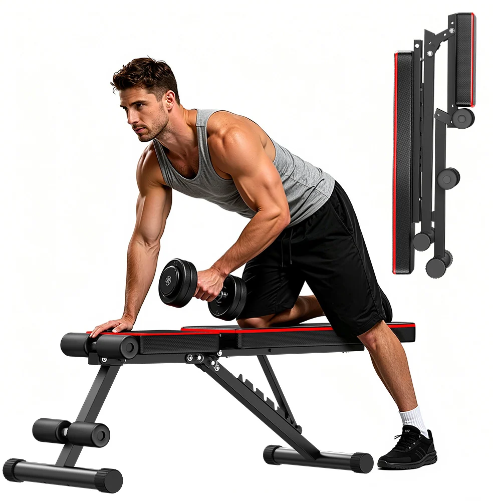 Foldable workout bench with adjustable backrest