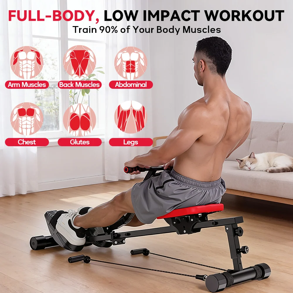 Hydraulic rowing machine for indoor cardio