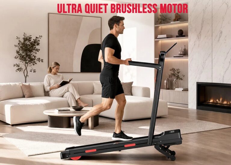 Home Fitness Code Y5 treadmill shown in a home workout setting