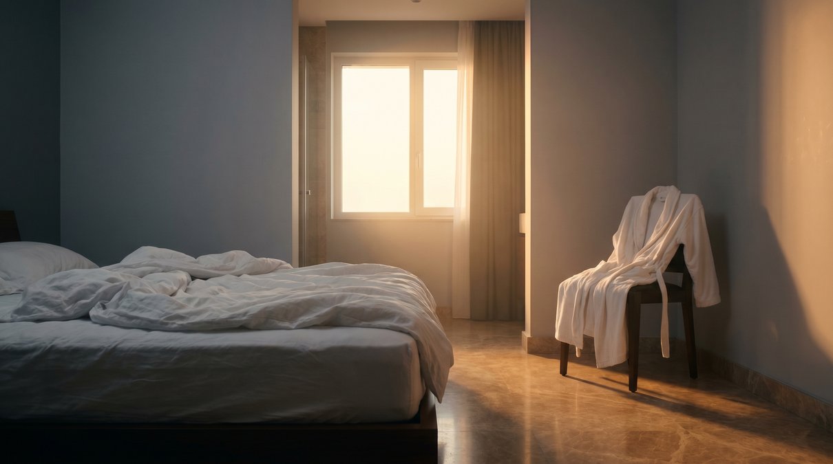 Hotelzimmer mit Bademantel als Wellness-Alltagsszene