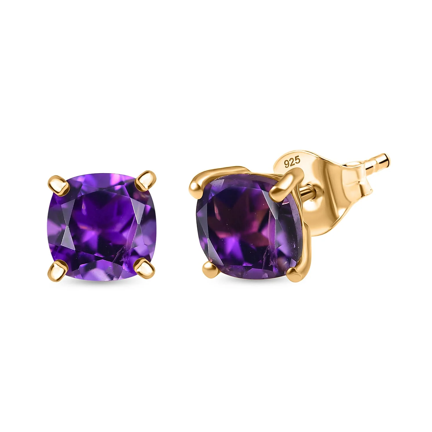 African amethyst earring in gold-overlay sterling silver