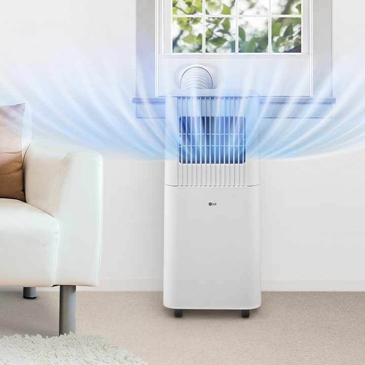 Aire acondicionado portátil LG LP0826WC en una habitación