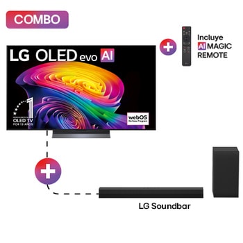 Televisor LG OLED evo C6 con barra de sonido S30A