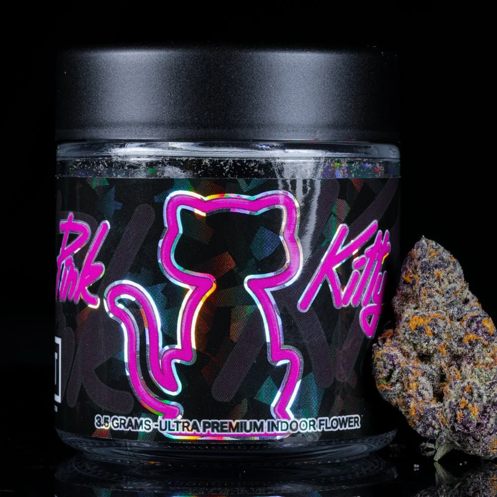 Pink Kitty flower in its jar