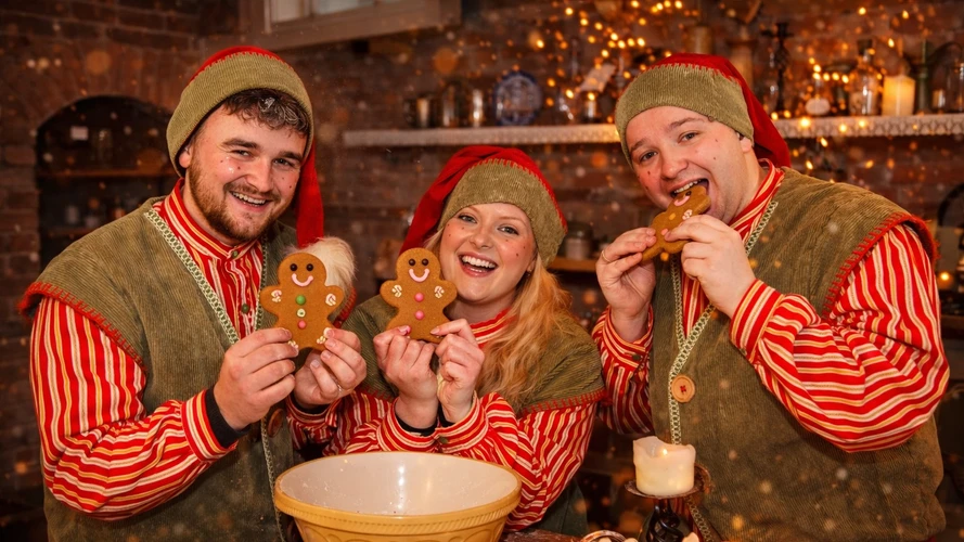 Gingerbread decorating activity at a Christmas event