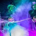 Visitors on the family Halloween trail at Margam Park