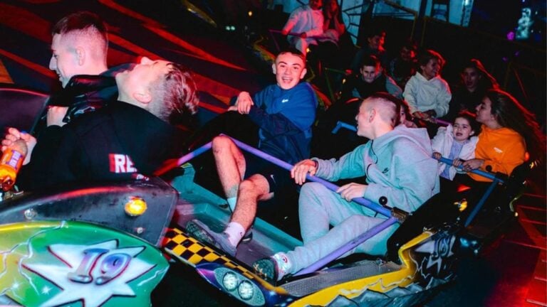 Illuminated fairground ride at Spooktacular Glasgow