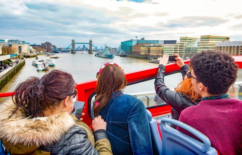 Tourists viewing Tower Bridge