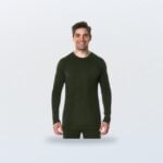 Men's Army Green merino long sleeve shirt