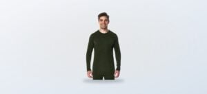 Men's Army Green merino long sleeve shirt