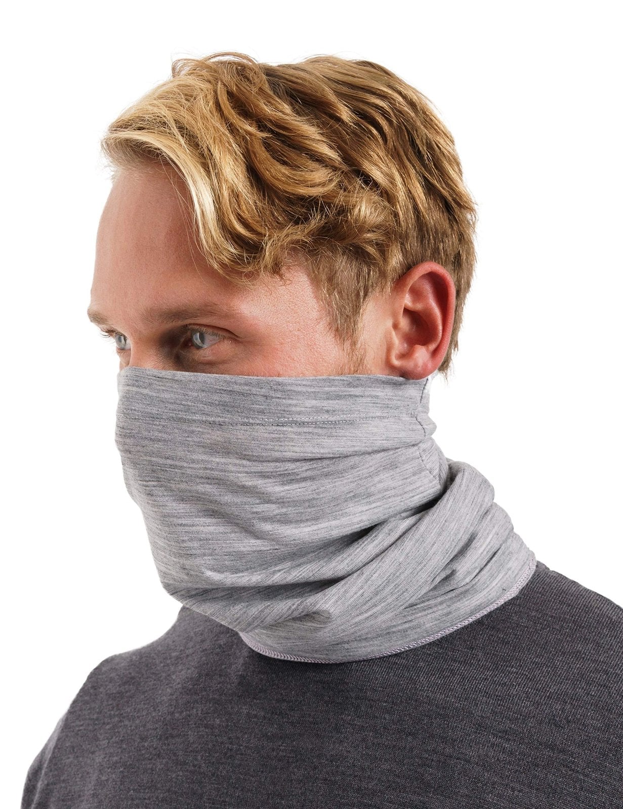 Heathered grey merino neck gaiter