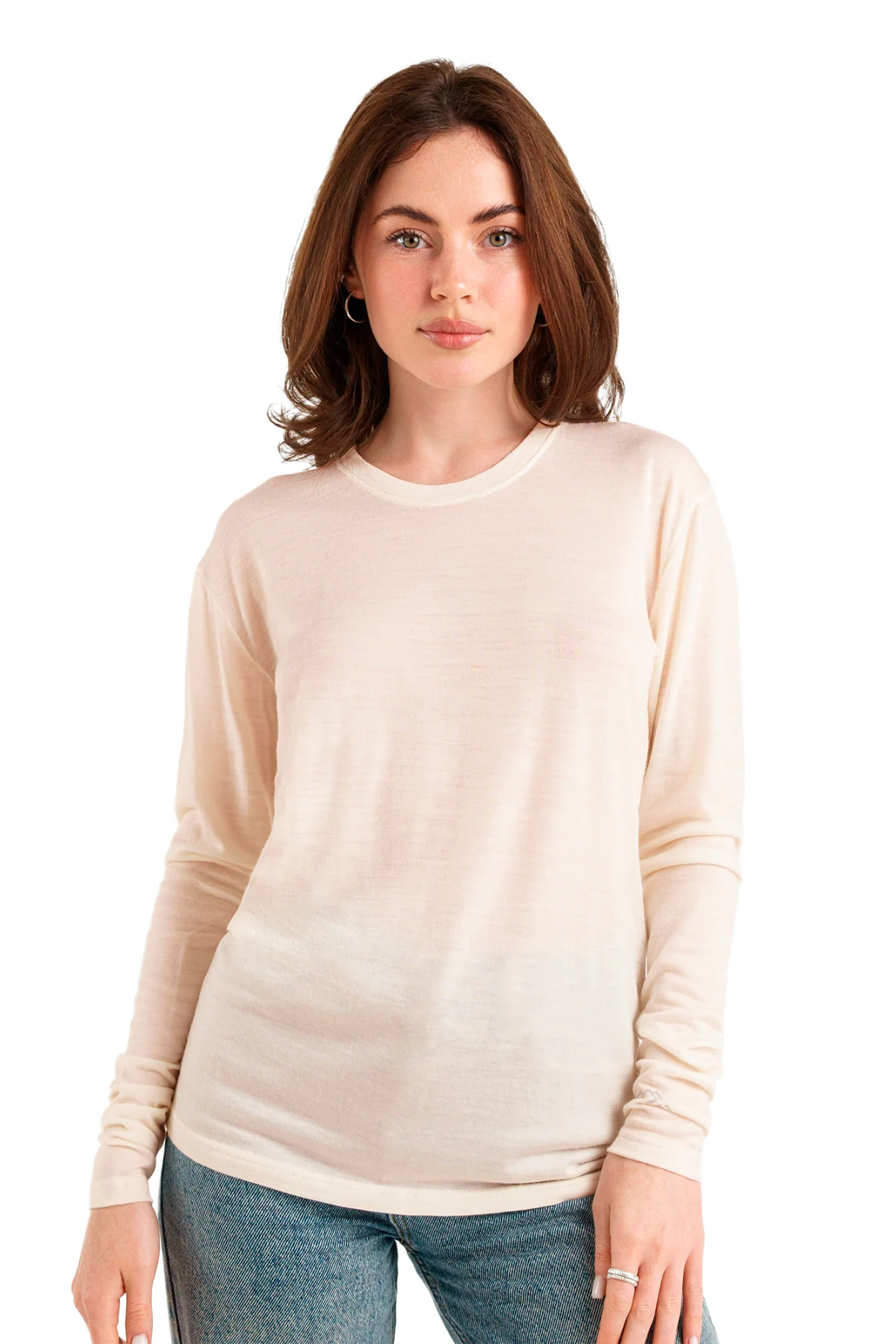 Merino Tech cream 165 merino long sleeve top