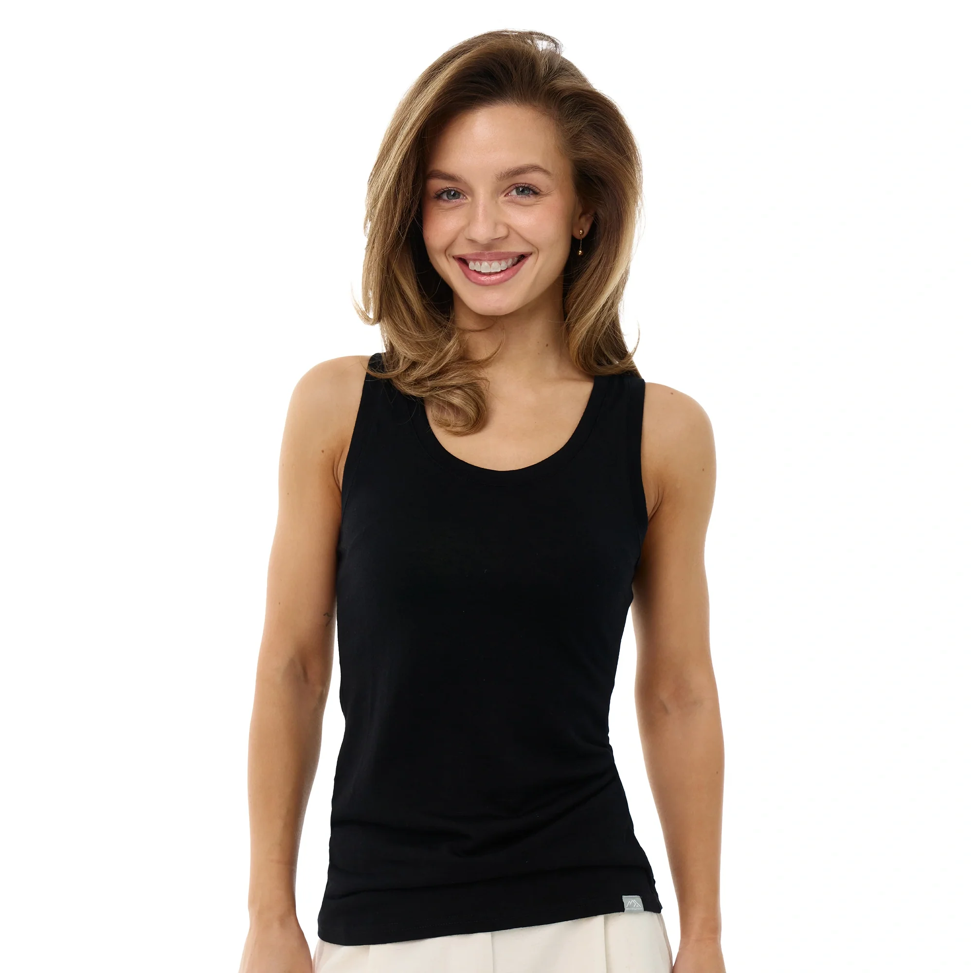 Merino Tech black merino wool tank top