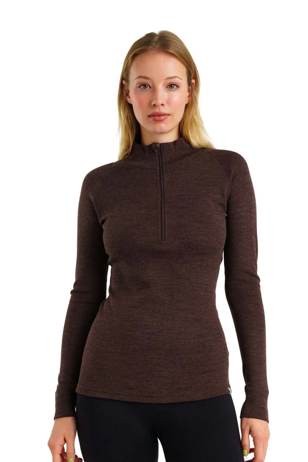 Merino Tech chocolate 250 merino half zip