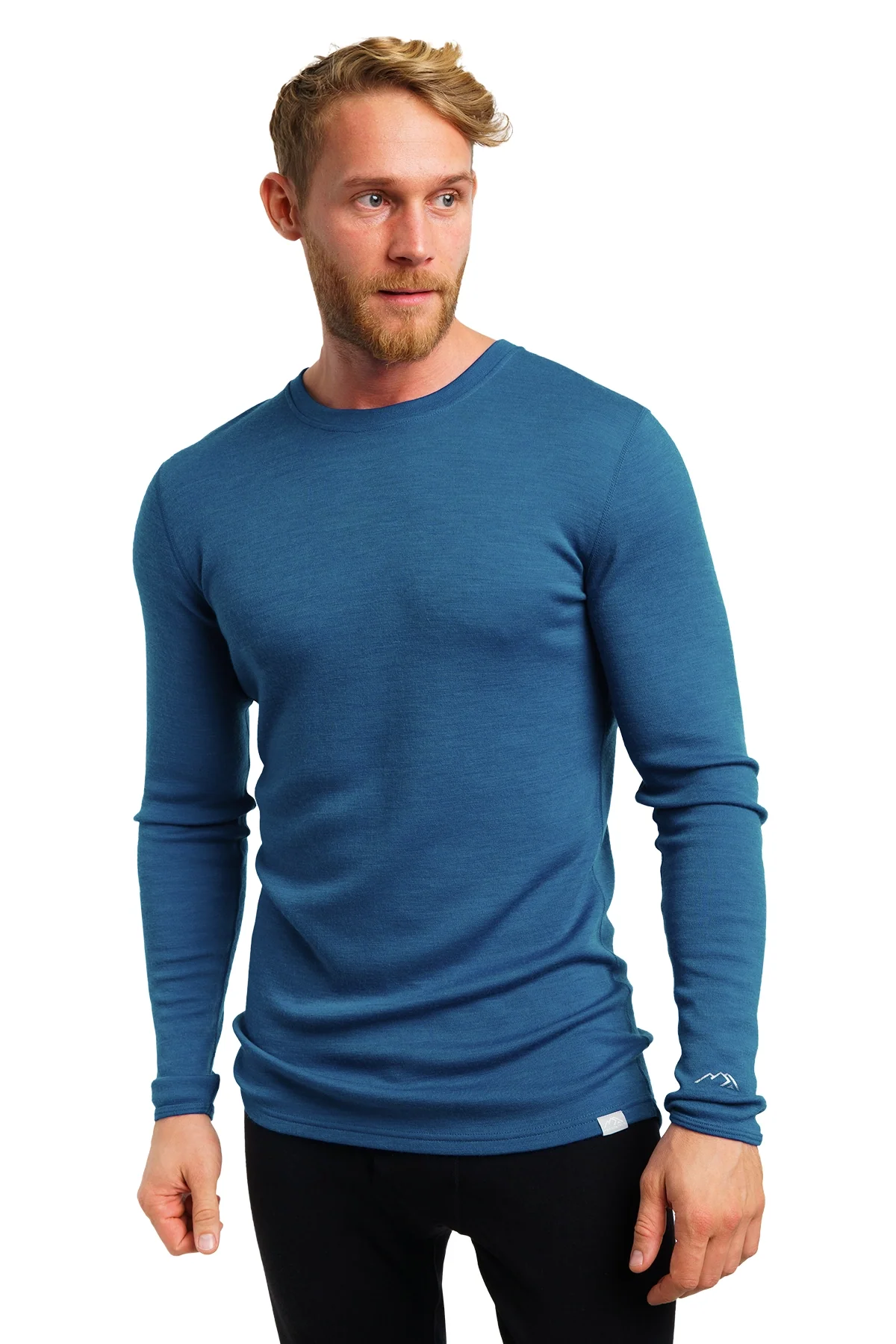 Denim blue men’s merino long sleeve