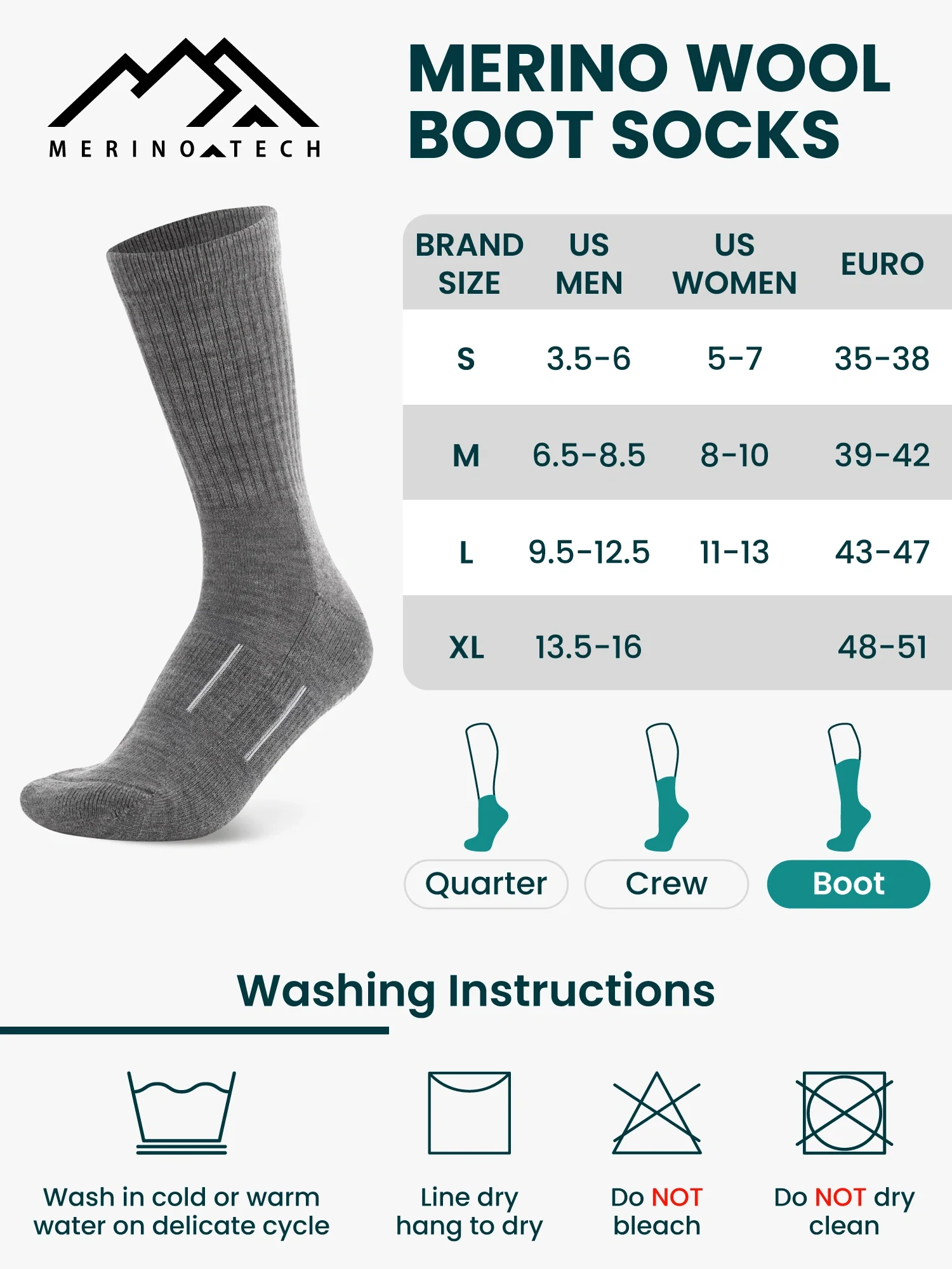 Merino hiking socks worn with boots