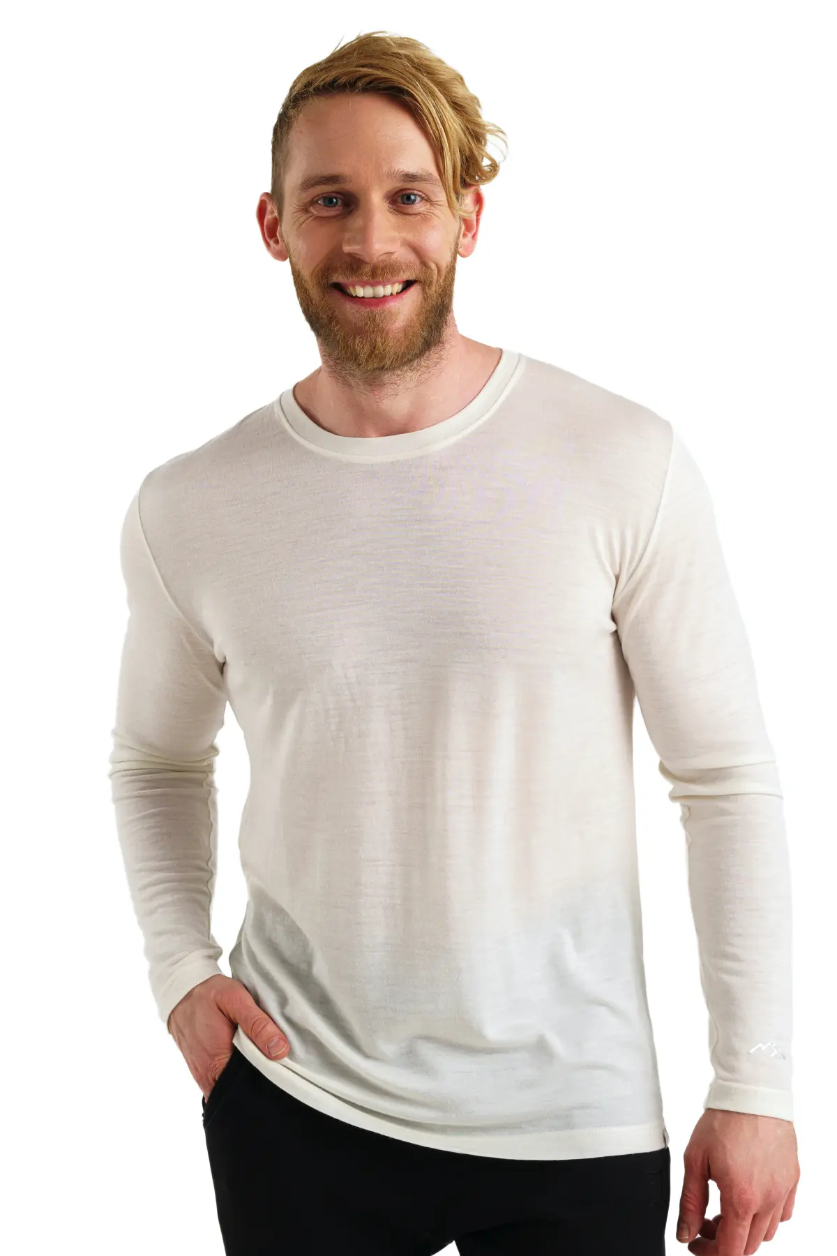 Creamy white men's Merino Tech 165 long sleeve base layer