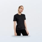 Heathered black women's Merino Tech 180 V-neck T-shirt
