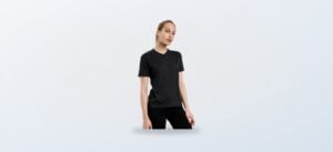 Heathered black women's Merino Tech 180 V-neck T-shirt