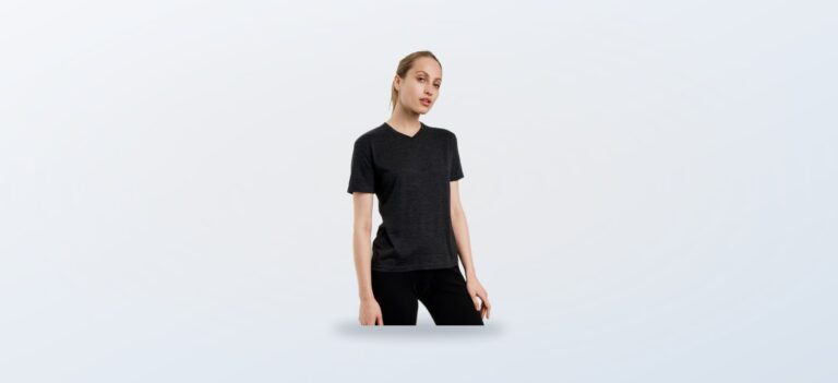 Heathered black women's Merino Tech 180 V-neck T-shirt