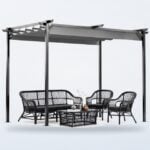 RattanTree metal pergola with retractable canopy